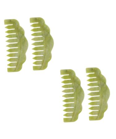 Beavorty 4 pieces massage comb scalp ridge made of jade scalp massage device Hand massage device Face washes Hair comb for women hair care comb fashion tools adjust scratching ridge