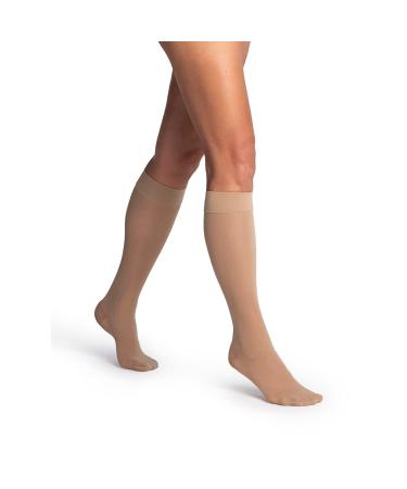 SIGVARIS Women's DYNAVEN Sheer Calf Compression Socks 20-30mmHg LS - Large Short Beige