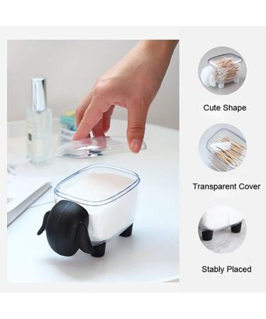 Sanon Cotton Swabs Storage Cute Black Cosmetics Organizer with Lid for Cotton Pads & Makeup Sponges - Buy Online on GoSupps.com
