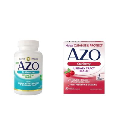 AZO D Mannose Urinary Tract Health Cleanse Flush & Protect The Urinary Tract & Cranberry Urinary Tract Health Supplement 1 Serving 1 Glass of Cranberry Juice Sugar