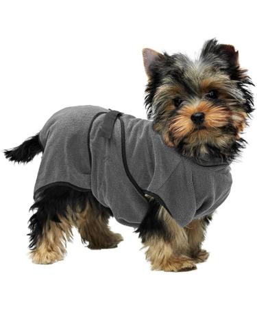 Royal Dry Bathrobe Dog - Microfiber Dog Bathrobe - XS - Back Length 30-35 cm - Grey