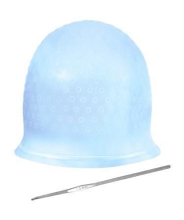 NATUCE Silicone Highlight Cap Highlight Cap with Needle Highlight Cap for Coloring Highlighting Hair (Blue)