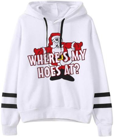 Bigfanshu Womens Dresses Fashion Christmas Sweater Print Hooded Round Collar Long Sleeves Tops - Buy Online on GoSupps.com