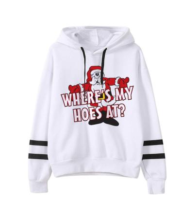 Bigfanshu Womens Dresses Fashion Christmas Sweater Print Hooded Round Collar Long Sleeves Tops