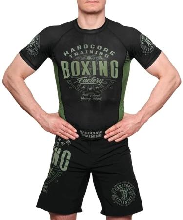 Hardcore Training Men's Boxing Factory Rash Guard | Compression MMA No-Gi BJJ Grappling Base Layer - XX-Large - Buy Online on GoSupps.com
