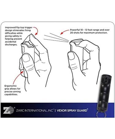 Zarc Vexor Police Strength Pepper Spray 4 Pack - 20+ Shots, 10-12 Ft. Range - Flip-Top Finger Grip (Black/Teal/Rose Pink/Purple) - Buy Online on GoSupps.com