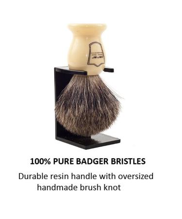 Parker Safety Razor 100% Pure Badger Bristle Shaving Brush with Ivory Classic Handle & Stand - International Shipping Available - Buy Online on GoSupps.com