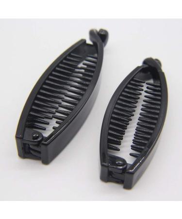Buy Ayrsjcl 2-Part Plastic Banana Hairpin - Solid Black Wave Hair Clip for Women | Durable ABS Hair Accessories - Buy Online on GoSupps.com