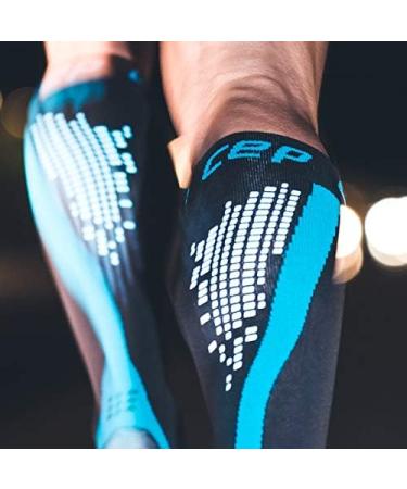 CEP Nighttech Calf Sleeve 2.0 - Reflective Women's Compression Leg Gums | Black/Blue | Size II - Buy Online on GoSupps.com