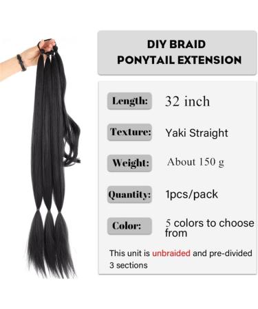 32 inch DIY Braided Ponytail Extension with Hair Tie Long Straight Wrap Around Ponytail Hair Extensions Soft Synthetic Pony Tail Hairpieces for Women Girls Darkest Brown mix with Dark Auburn Brown 32 inch 2/33 - Buy Online on GoSupps.com