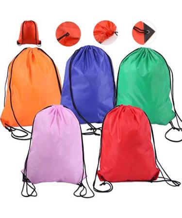 5 Pcs Drawstring Backpack Bags, Lainrrew Lightweight Cinch Sacks Backpack String Bags Cinch Bags Drawstring Tote Storage Bags Bulk for Gym Traveling Sports