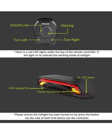 MEILAN X5 Smart Bike Tail Light | Turn Signals, Brake Light | Wireless Remote Control | USB Rechargeable | Safety Warning Cycling Light - Buy Online on GoSupps.com
