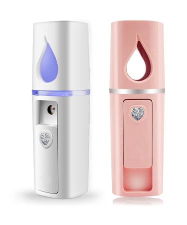 Lot de 2 mini vaporisateurs pour le visage avec miroir et r servoir d'eau 20 ml