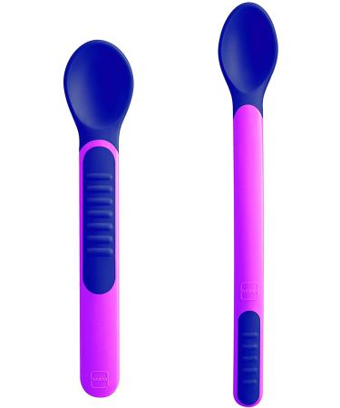 MAM Heat Sensitive Feeding Spoons and Cover Two Sizes Colour Change Baby Feeding Spoons Part of the Baby Cutlery Range Baby Weaning Essentials Pink - Buy Online on GoSupps.com