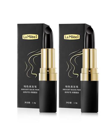 Lamilee Hair Color Pencil for Roots One-Time Hair dye Instant Gray Root Coverage Hair Color Modify Cream Stick Temporary Cover Up White Hair Colour Dye 3.8g (2 black)