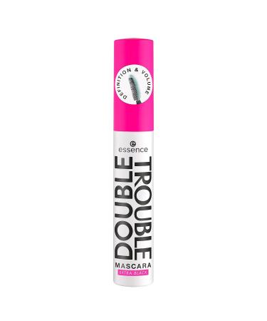 essence Double Trouble Mascara Extra Black - 2-in-1 Fiber & Elastomer Brushes for Curling, Defining, Lengthening & Longlasting Results - Vegan & Cruelty Free Formula, Paraben, Oil, Alcohol, and Microplastic Particle Free - Buy Online on GoSupps.com