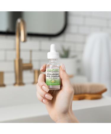 Hyaluronic Acid Complex Face Serum | 1 oz | Deep Hydrating Formula Boost Elasticity Reduce Wrinkles Smooth Fine Lines Non-Greasy | World's Best Supplements - Buy Online on GoSupps.com