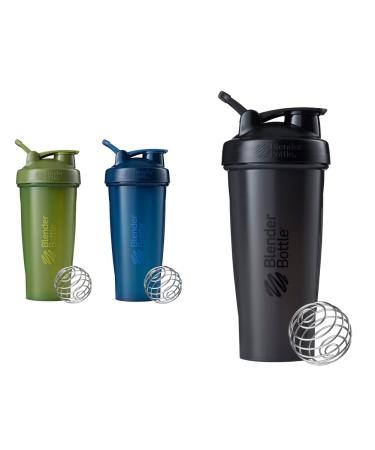 BlenderBottle Classic Shaker Bottle Perfect for Protein Shakes and Pre Workout 28-Ounce (2 Pack) Moss/Moss and Navy/Navy & Classic Shaker Bottle 28 oz Black