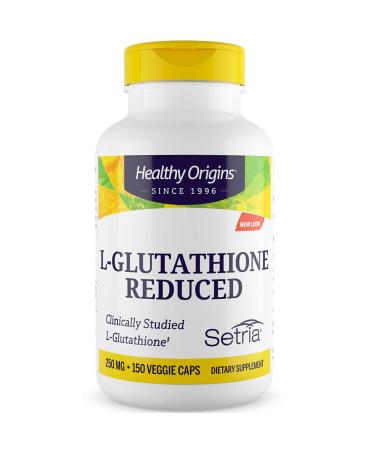 Healthy Origins L-Glutathione Reduced 250mg 150 Vegan Capsules Lab-Tested Vegetarian Soy Free Gluten Free Non-GMO