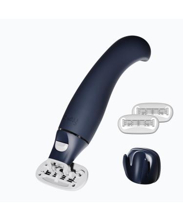 Freya Shaving Starter Kit With Purple Handle 2 Blades And Holder - Raven
