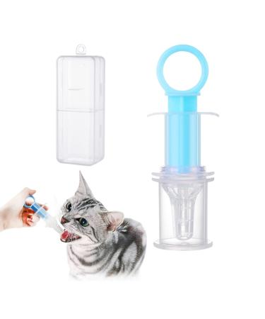 Pet Pill Dispenser Pet Feeding Tool Kit Pet Piller Gun Liquid Watering Syringe with Soft Tip for Dog Puppy Cat blue