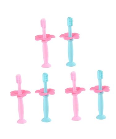 Minkissy 6 STK baby training toothbrush -Schusche-brush gifts Infant toothbrush Silicone finger brush for milk teeth toothing toothbrush extra child protection sound wall