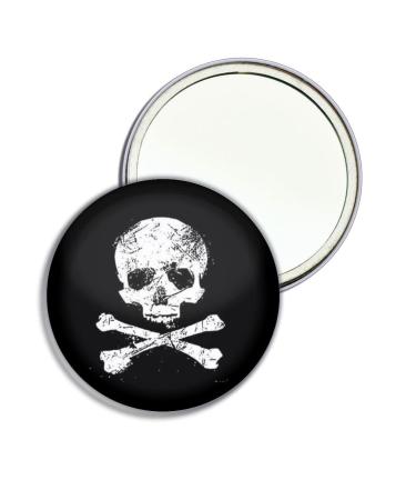 Distressed Skull and Crossbones - 55mm Round Compact Mirror