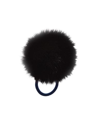 Tonsee Pompom Hair Ties Fluffy Elastic Hair Band Cute Plush Ball Ponytail Holder for Girls (Black)