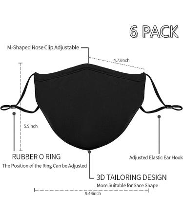 YYTDAISHU 6 Pack Black Reusable Breathable Cloth Face Protection | Adjustable Washable Fashion Cover for Men and Women - 6pcs - Buy Online on GoSupps.com