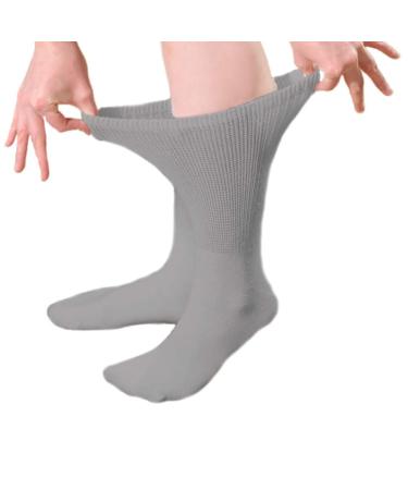 Comfort Finds Diabetic Crew Socks Size 10-13 Breathable Cotton Socks Loose Fitting Sock Non Binding Top Design Improve Foot Circulation Painful Swollen Feet Relief (Gray 12 Pairs)