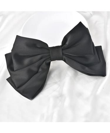 Large Black Bow Hair Barrette for Women and Girls - Satin Silk Ribbon Hair Clip for Ponytail - French Barrette Hairpin for Teens and Ladies - Buy Online on GoSupps.com