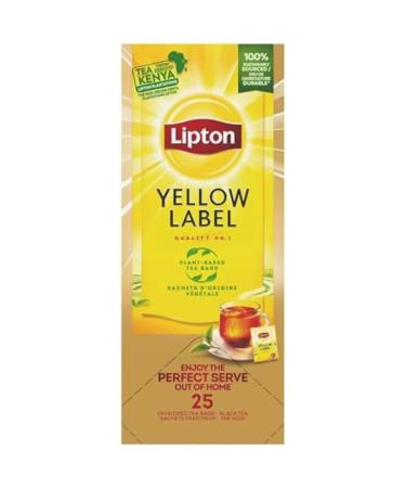 Lipton, Yellow Label Black Tea, Kenya Origin, Rich and Balanced Taste, 100% Natural Black Tea, Vitality, 25 Sachets