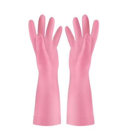 SEPTAM Cleaning Gloves Rubber gloves glove kitchen pink (29 cm) dishwashing pot household velvet non-slip protective hand