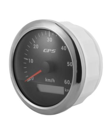 ABS+stainless steel speed meter for boat boats 85mm GPS speed meter 0-60 km/h LCD display mileage with adjustable backlight for cars boat 9-32V DC (black)