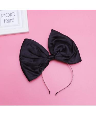 Minkissy Huge Bow Headband Candy Colored Hair Hoop Party Props Lovely Large Bowknot Hairband Party Props for Woman Girl(Black) - Buy Online on GoSupps.com