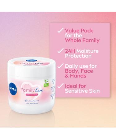 Nivea Almond Family Care Moisturizer - 450ml Body Cream for Sensitive Skin | Natural Almond Oil for Dry Skin | Moisture Care for All Family - Buy Online on GoSupps.com