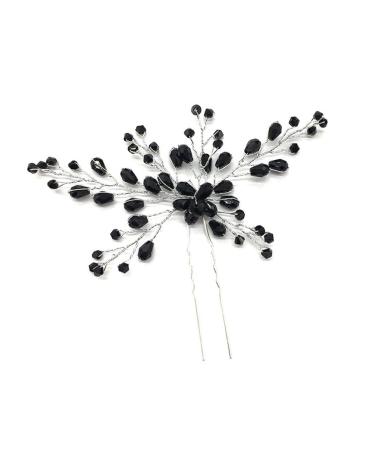Lurrose bridal wedding elegant hairpin crystal rhinestone hairpins clips hair accessories for women girls black - Buy Online on GoSupps.com