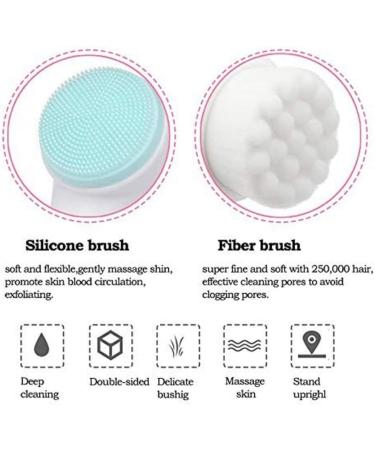 USB Manual Facial Cleansing Brush 2-in-1 Skin Care face Brush Silicone Facial Scrubber Manual Dual Face Wash Brush for Deep Pore Exfoliation Massaging (Blue/Pink)-Blue Blue Pink - Buy Online on GoSupps.com