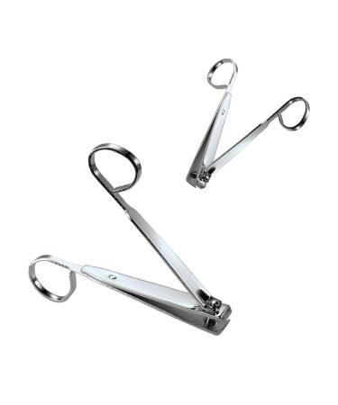 AKOAK 2 Different Sizes Carbon Steel Cuticle Nipper Cutter Large Curved Straight Finger Toe Nail Clippers Scissors Manicure Pedicure Steel Trimmer