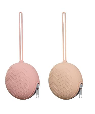 TBusingoto silicone pacifier bag practical for storing 2 pacifiers waterproof portable pacifier storage box 2PCs (apricot+beans paste)