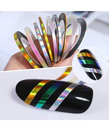 Holographic Gold Nail Striping Tapes - 3 Rolls (1mm, 2mm, 3mm) for Manicure Design and Nail Art Decoration - Buy Online on GoSupps.com