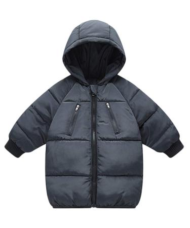 LANBAOSI Kids Winter Long Coats with Hooded Light Puffer Coat Warm Padded Jacket for Baby Boys Girls Toddler Navy blue 5 Years