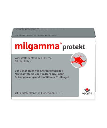 Milgamma Protektkt Vitamin B1 film-coated tablets: in a neuropathy based on a vitamin B1 deficiency suitable for diabetes with benfotiamine 90 pieces 88 g (1 Pack)
