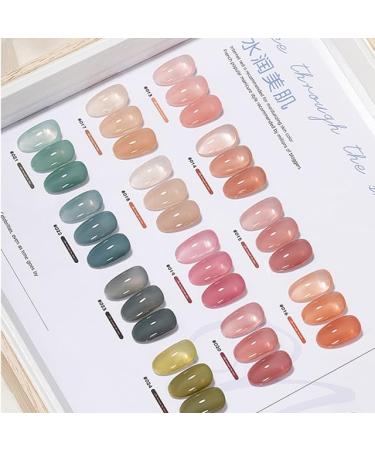 12color/lot ICY Translucent Jelly Nail Gel Polish 15ml Lasting Ice Glass Crystal Soak Off Gel Nail Varnish - (Color: 13-24)