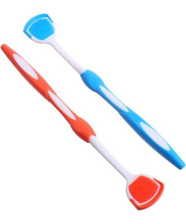 Minkissy 8-Piece Tongue Cleaning Brush Set | Plastic Scraping Tools for Adults | Blue & Orange Tongue Scrapers (19.5x3x0.6cm) - Improve Oral Hygiene - Buy Online on GoSupps.com