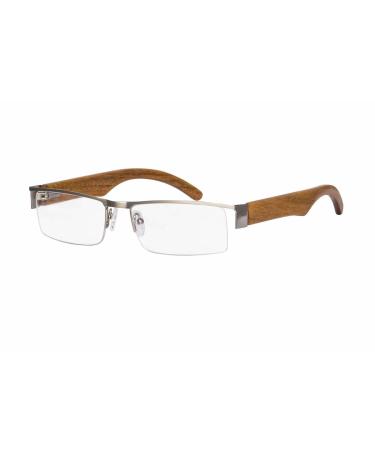 SHINU+2.50 Computer Reading Glasses for Men Blue Light Blocking Wooden Frame Glasses-2739(C1 -100