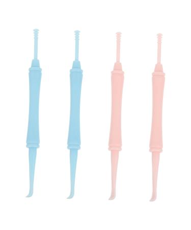 CONGARTENO 4 pcs Double-Ended Ear Wax Removal Tools Spiral Ear Cleaner Kit for Dry and Oily Earwax Lightweight Portable Random Color