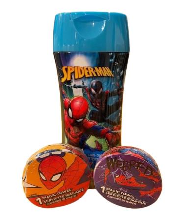 Body Wash Compatible with Spiderman Enriched with Vitamin E. Kids Body Wash for Smooth Soft Skin Watermelon Scent with 2 Magic Towel 8 ounce