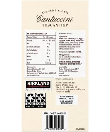 RKBROTHERS Kirkland Signature Cantuccini Toscani IGP Almond Biscotti 1kg (Pack of 2) - Buy Online on GoSupps.com