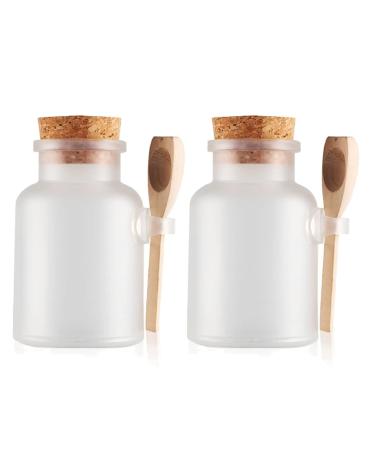 Tianzd 2 pieces 500ml matt transparent plastic bath salt can empty taps doses cream can empty box cosmetic ointment bath salt container with cork lock wooden shovel
